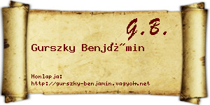 Gurszky Benjámin névjegykártya